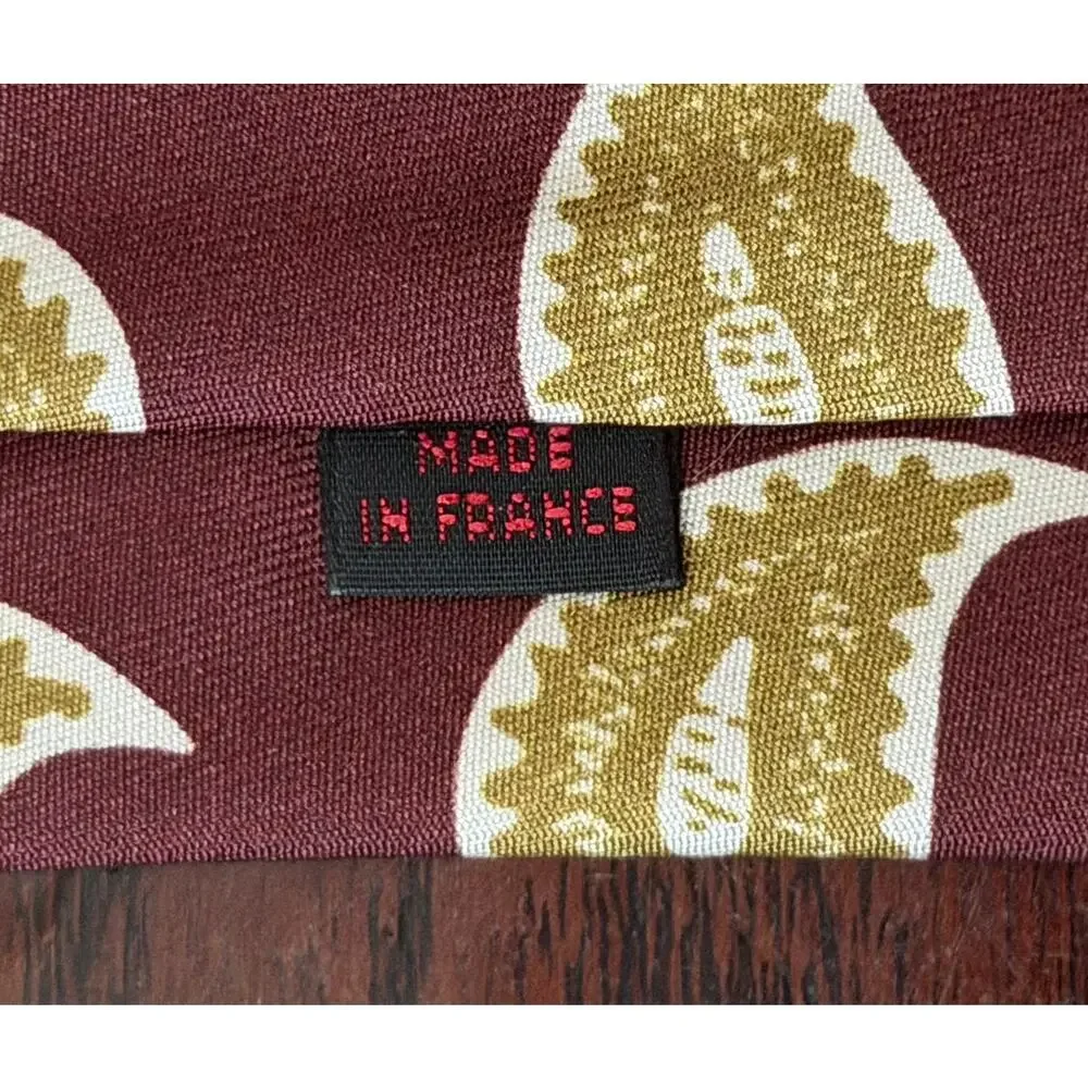 $325 NWT Charvet Paris Burgundy Gold Paisley 100% Woven Silk Neck Tie